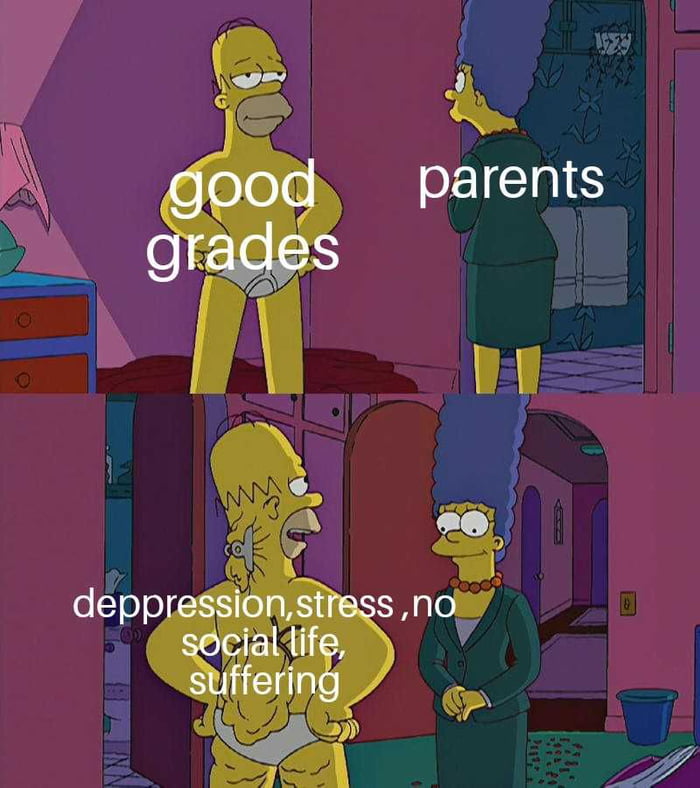 good grades, parents, depression, stress, no social life, suffering
