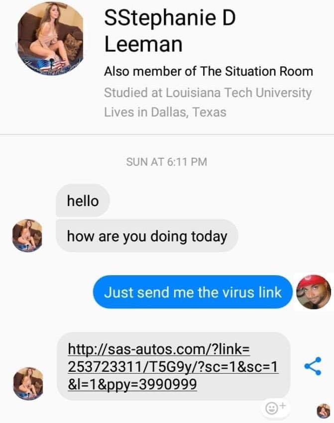hello how are you today, just send me the virus link