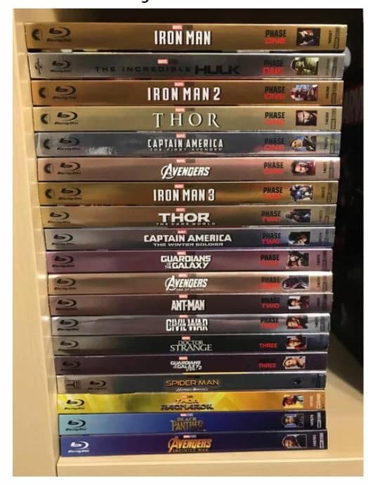 marvel movie order on dvd, dvd collection, thor, iron man, captain america, the incredible hulk, guardians of the galaxy, black panther, spiderman