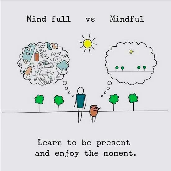 learn to be present and enjoy the moment, mind full versus mindful