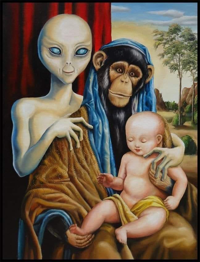 call me when you're ready to talk about this, alien and monkey made human baby