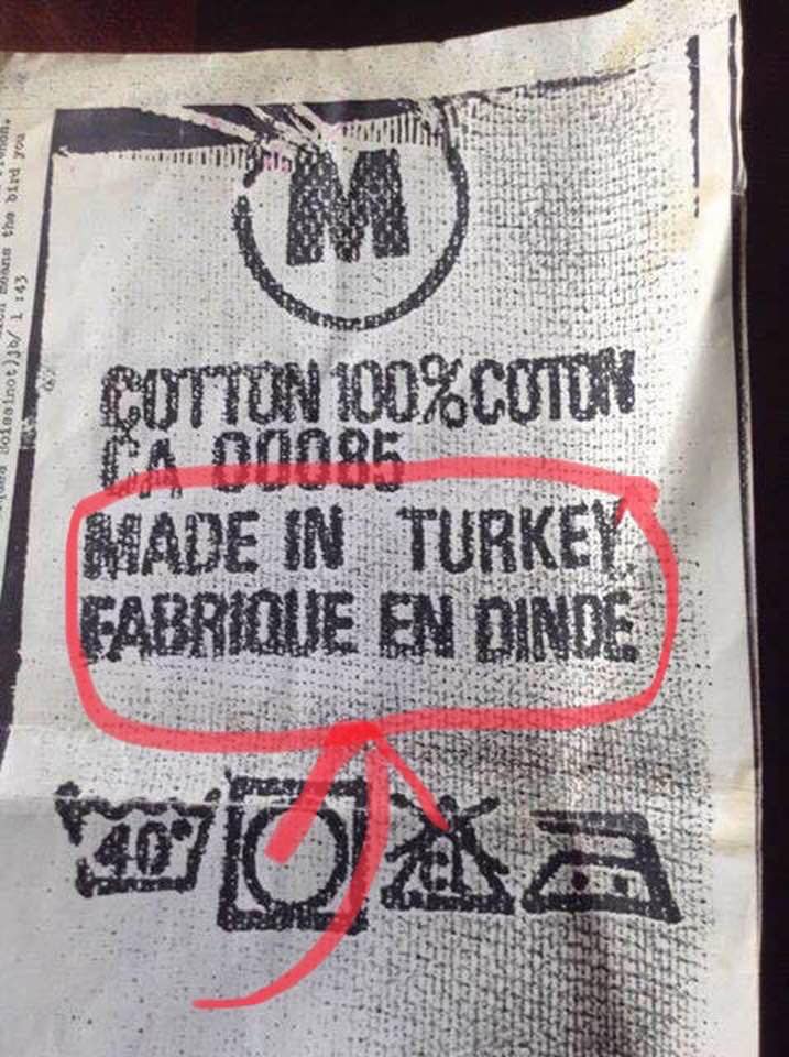 made in turkey, fabriqué en dinde