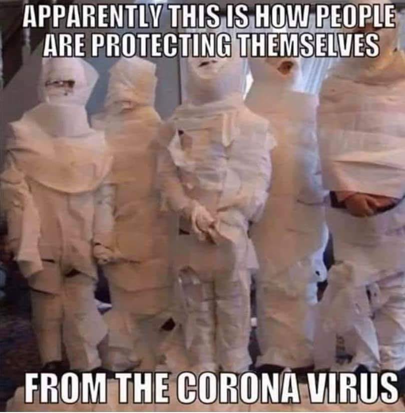 apparently this is how people are protecting themselves from the corona virus, covid-19, toilet paper