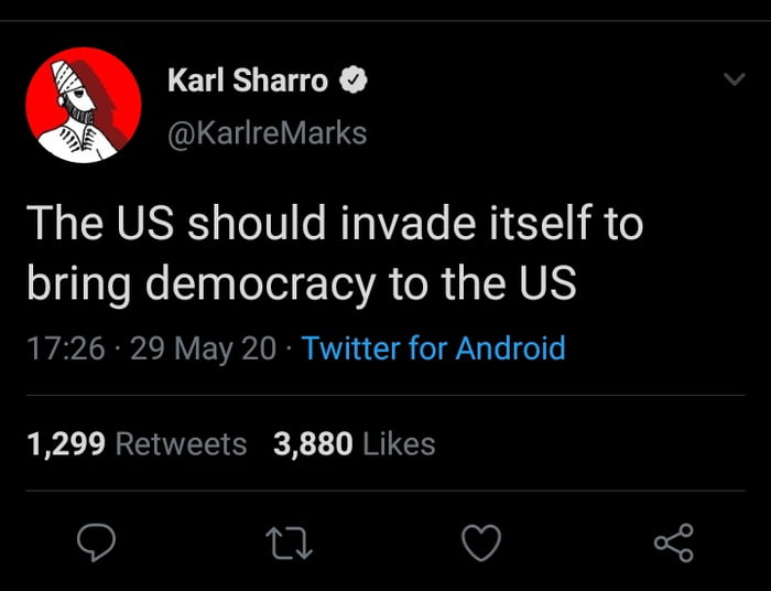 the us should invade itself to give democracy to the us
