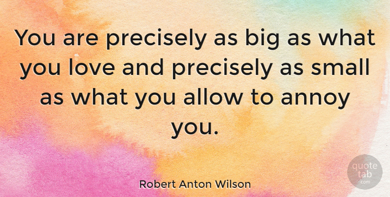 you are precisely as big as what you love and precisely as small as what you allow to annoy you, robert anton wilson