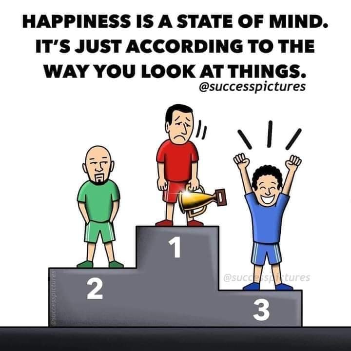 happiness is a state of mind, it's just according to the way you look at things