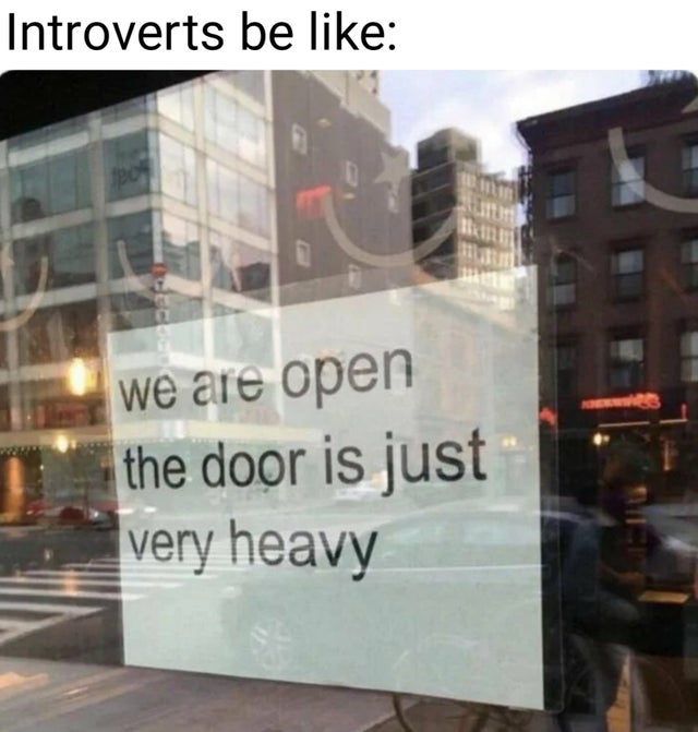 introverts be like, we are open the door is just very heavy