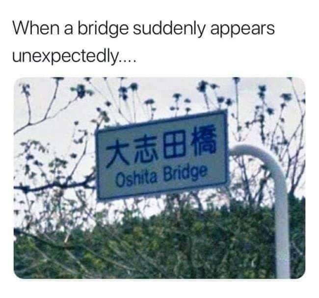when a bridge suddenly appears unexpectedly, oshita bridge