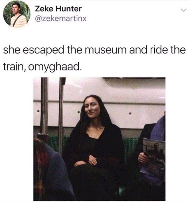 she escaped the museum and ride the train, omyghaad