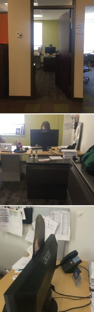coworker is in optical illusion, shenanigans at work
