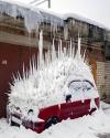 most punk car ever, icicle spikes on car
