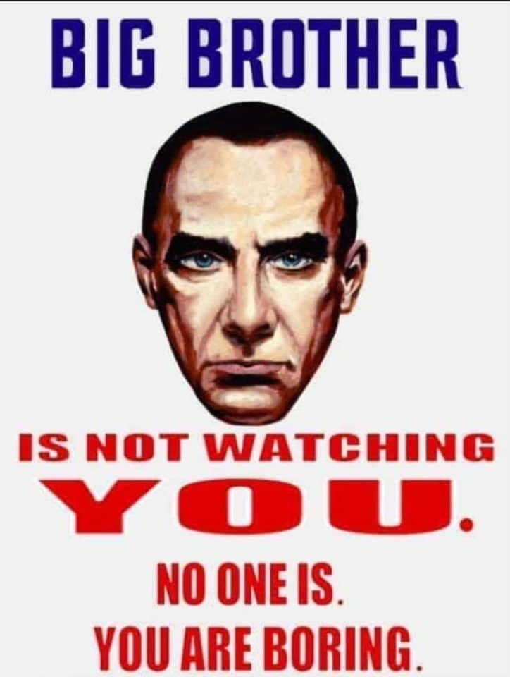 big brother is not watching you, no one is, you are boring