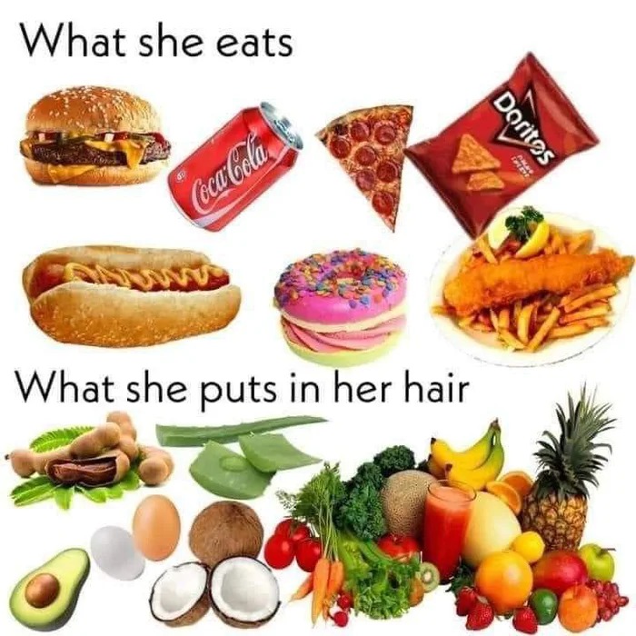 what she eats, what she puts in her hair