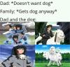 dad doesn't want dog, family gets dog anyway, dad and the dog
