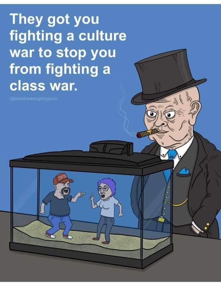 they got you fighting a culture war to stop you from fighting a class war