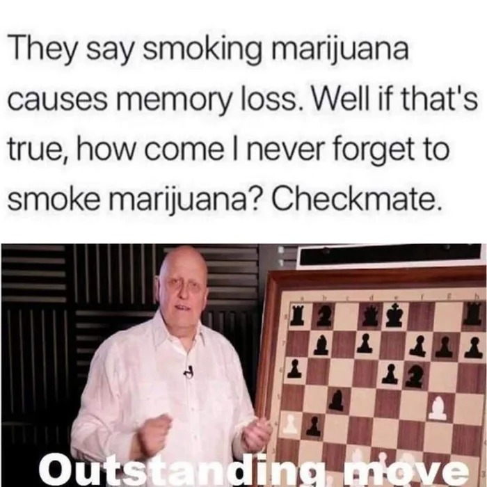 they say smoking marijuana causes memory loss, well if that's true, how come i never forget to smoke marijuana, checkmate