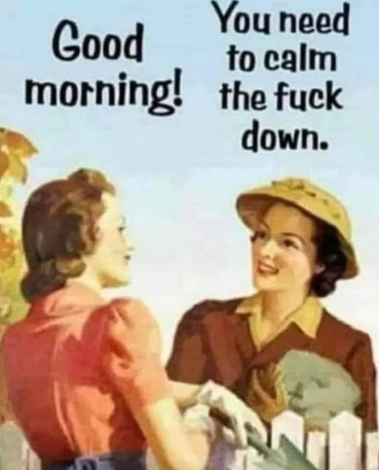 good morning, you need to calm the fuck down