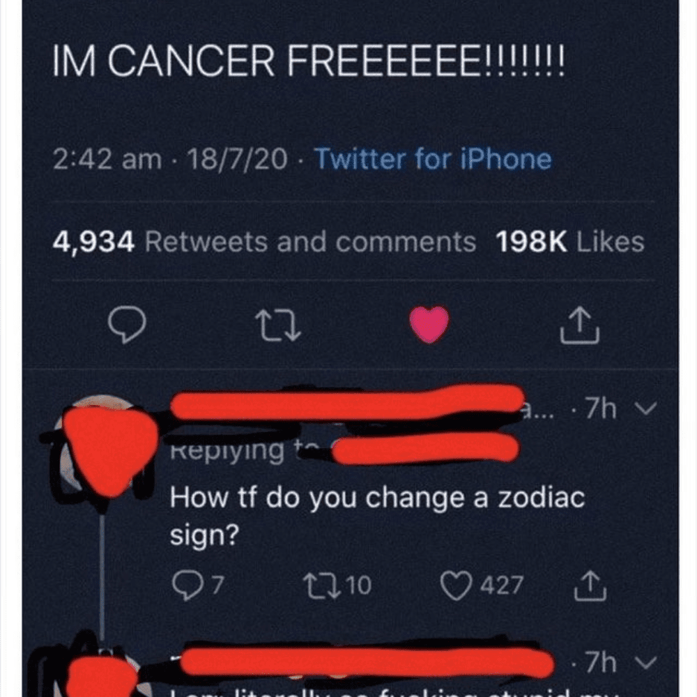 i'm cancer free, how tf do you change a zodiac sign?, fail