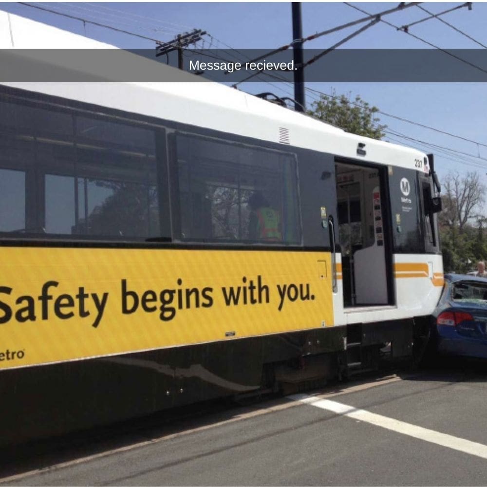 safety begins with you, i didn't realize it was a threat!, bus hit car