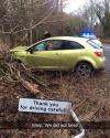 thank you for driving carefully, accident, fail