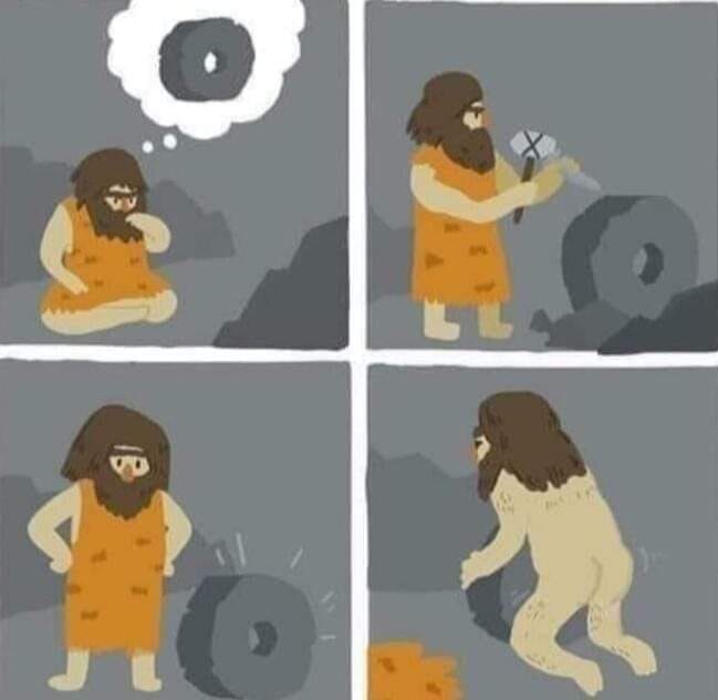 when man invented the wheel, comic