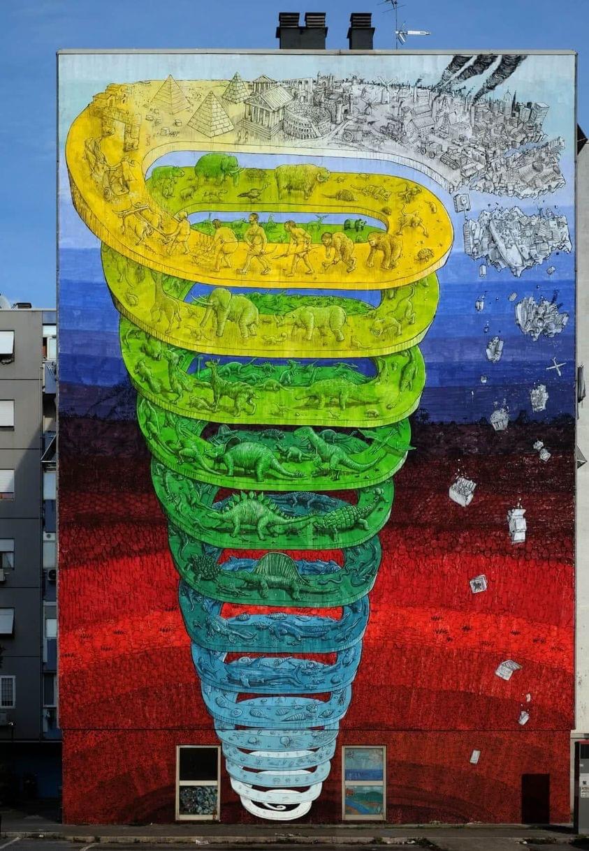 street art in rome, the spiral of life