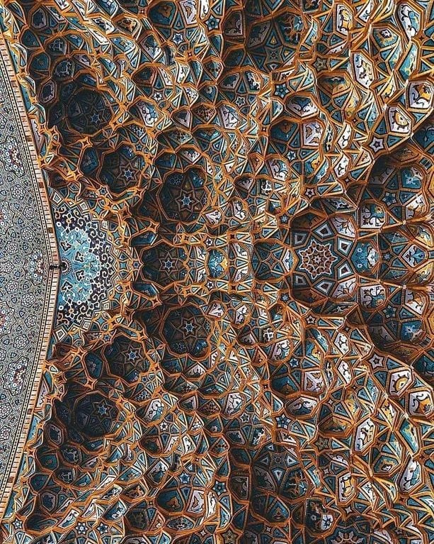 the ceiling of a shrine in iran