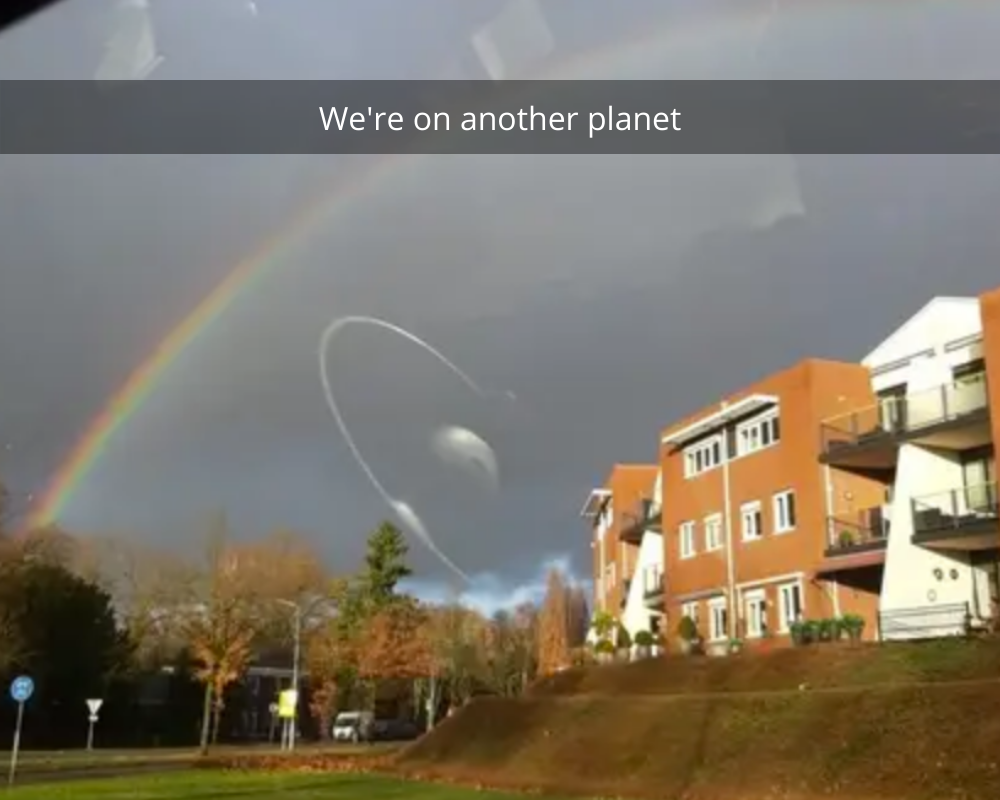 we're on another planet, rainbow and crazy clouds