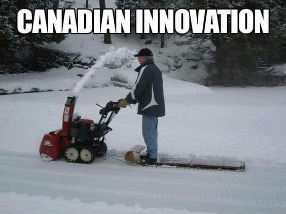canadian innovation, snow blower pulling sled
