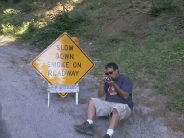 slow down smoke on roadway