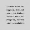 attract what you expect, reflect what you desire, become what you respect, mirror what you admire