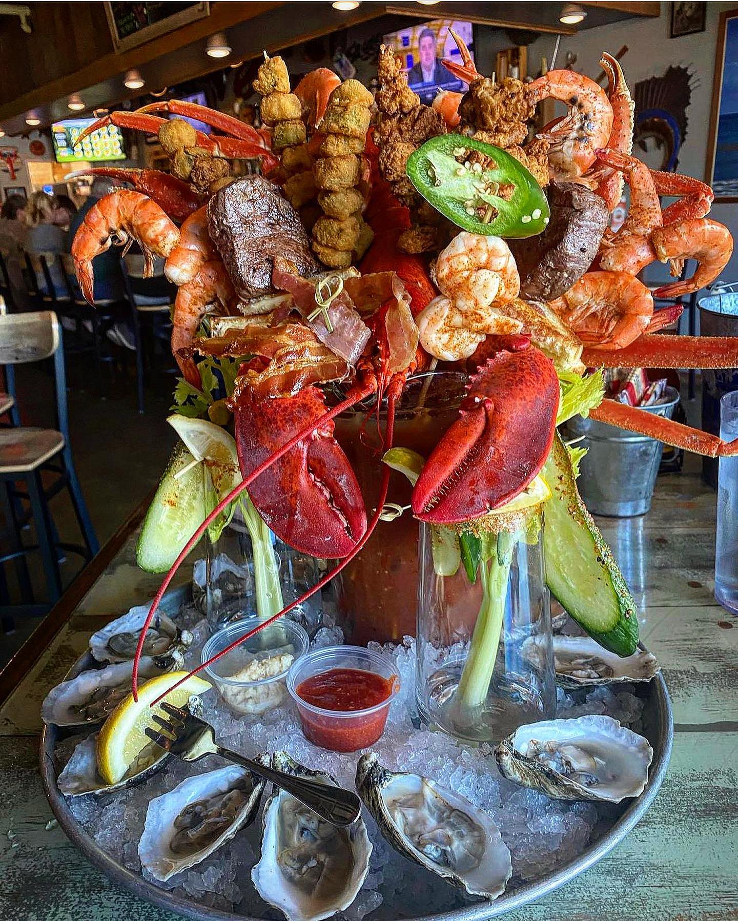 insane sea food ceaser, the blind pelican seafood house