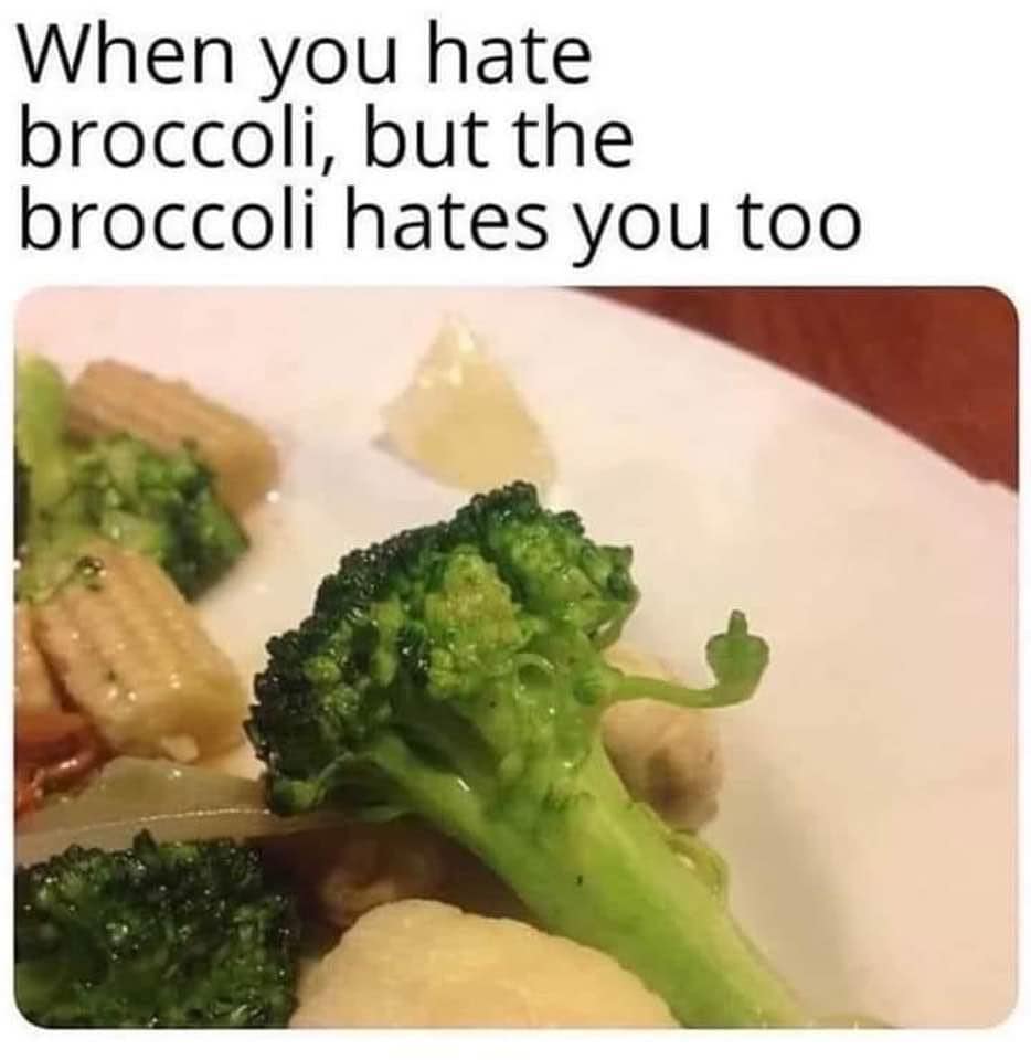 when you hate broccoli, but the broccoli hates you too