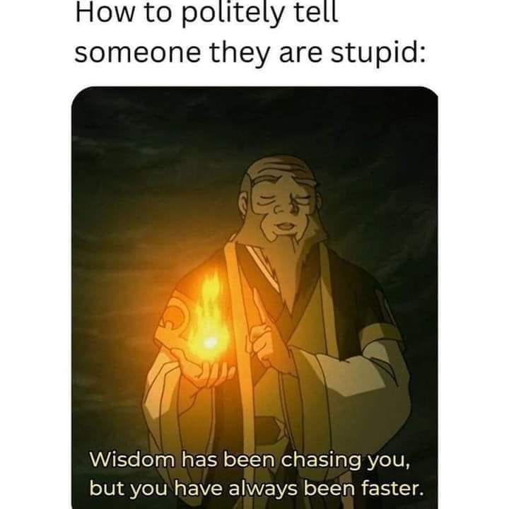 how to politely tell someone they are stupid, wisdom has been chasing you, but you have always been faster