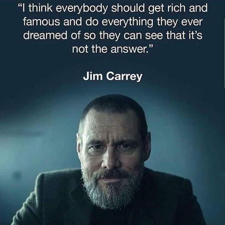 i think everybody should get rich and famous and do everything they ever dreamed of so they can see that it's not the answer, jim carrey