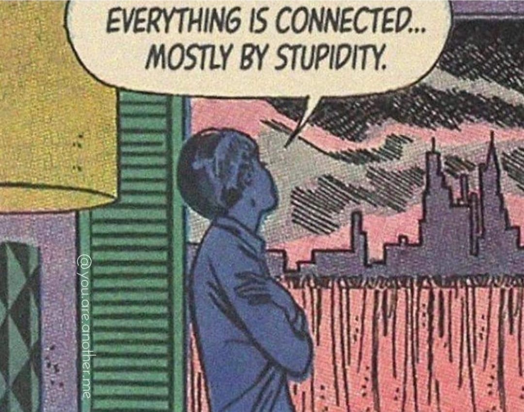 everything is connected mostly by stupidity