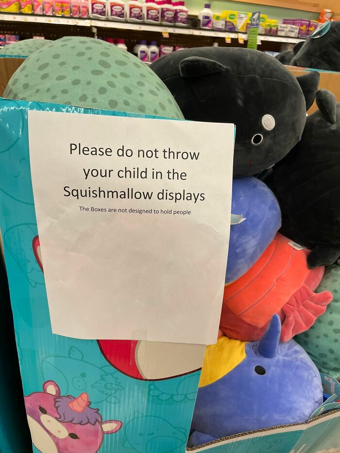 please do not throw your child in the squishmallow display