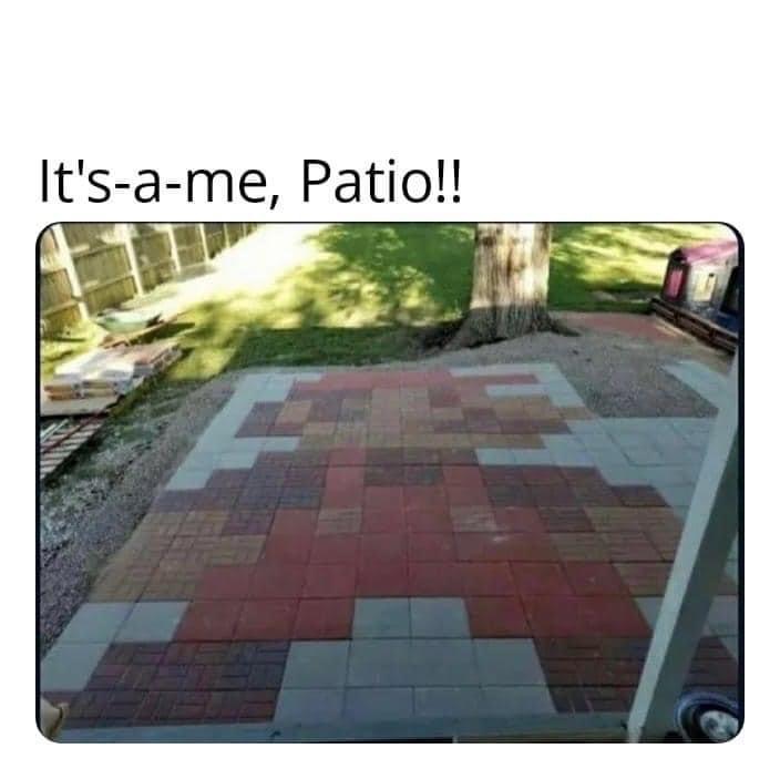 it's a me, patio, mario, super mario bros themed patio