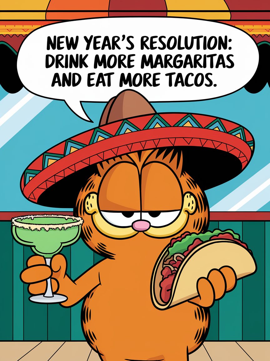 new year's resolution, drink more margaritas and eat more tacos