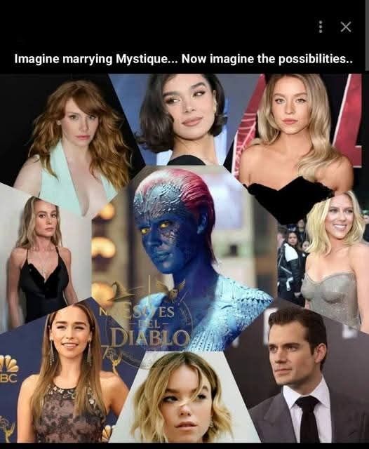 imagine marrying mystique, now image the possibilities, hot woman, henry cavill