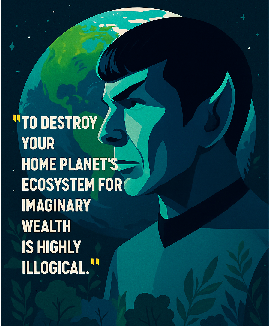to destroy your home planet's ecosystem for imaginary wealth is highly illogical