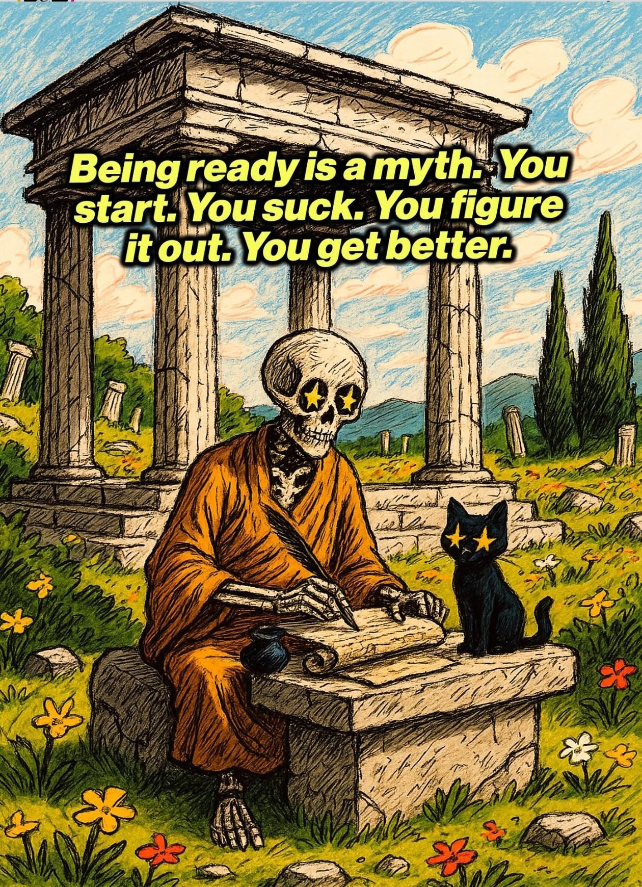 being ready is a myth, you start, you suck, you figure it out, you get better