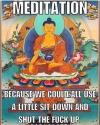 meditation, because we could all use a little sit down and shut the fuck up