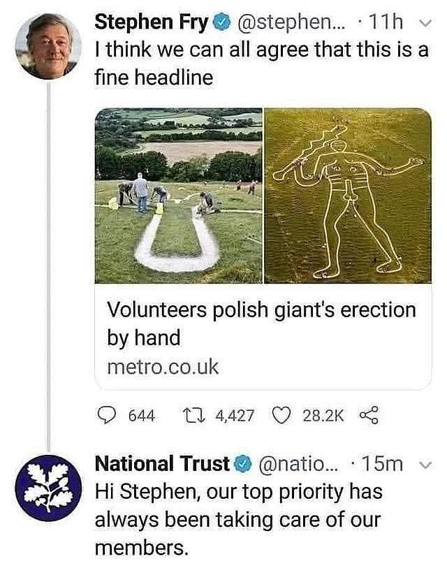 i think we can all agree that this is a fine headline, volunteers polish giant's erection by hand, hi stephen, our top priority has always been taking care of our members