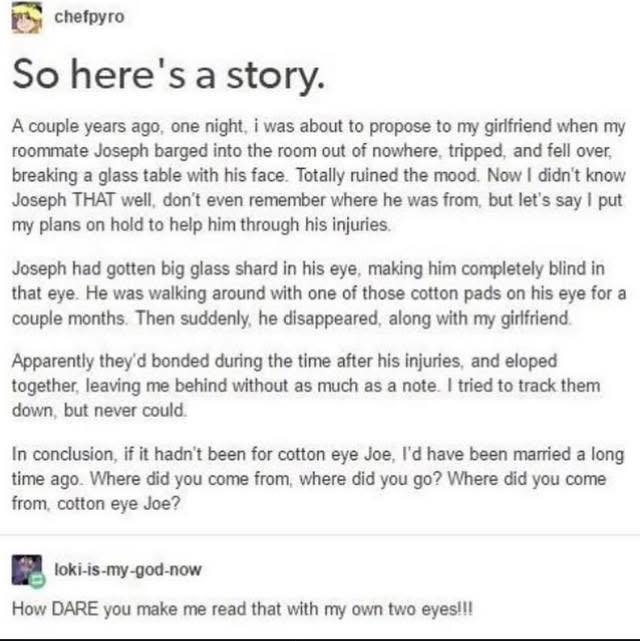 the story of cotton eye joe, lol