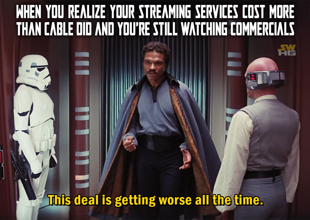 when you realize your streaming services cost more than cable did and you're still watching commercials, this deal is getting worse all the time